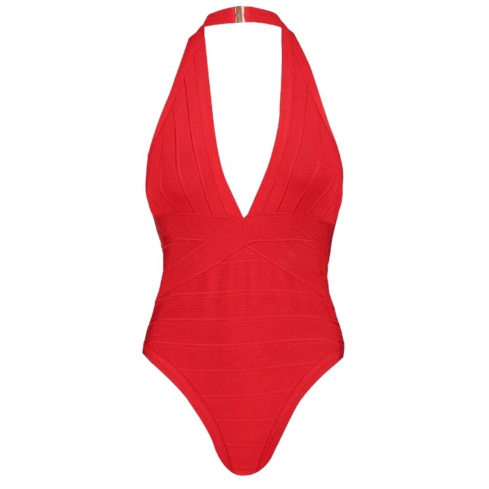 Boohoo Womens XL Bandage Plunge Sunsuit in Red NEW